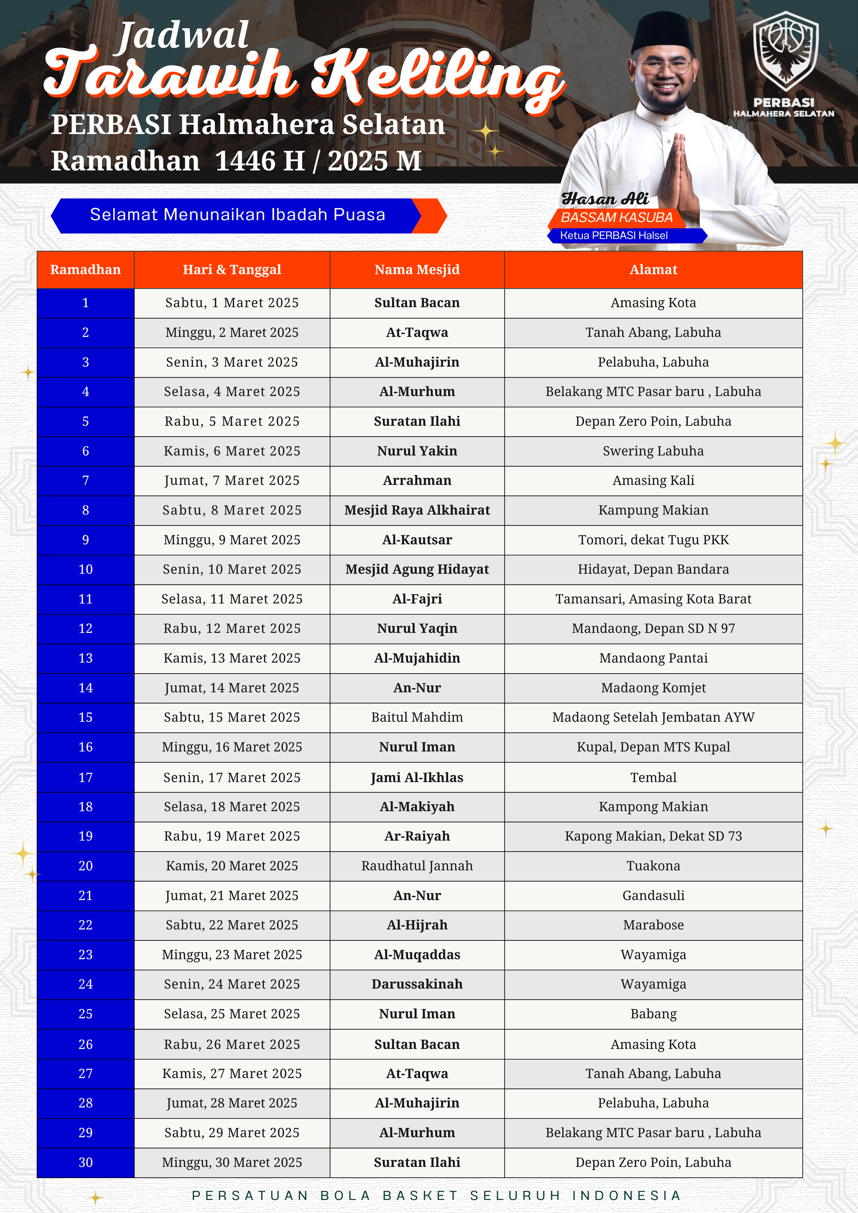 JADWAL SHALAT TARAWIH KELILING